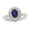 Thumbnail Image 1 of Natural Blue Sapphire Ring 1/3 ct tw Diamonds 10K White Gold