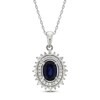 Thumbnail Image 1 of Natural Blue Sapphire Necklace 1/4 ct tw Diamonds 10K White Gold