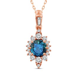 Montana Blue Natural Sapphire Necklace 1/5 ct tw Diamonds 10K Rose Gold