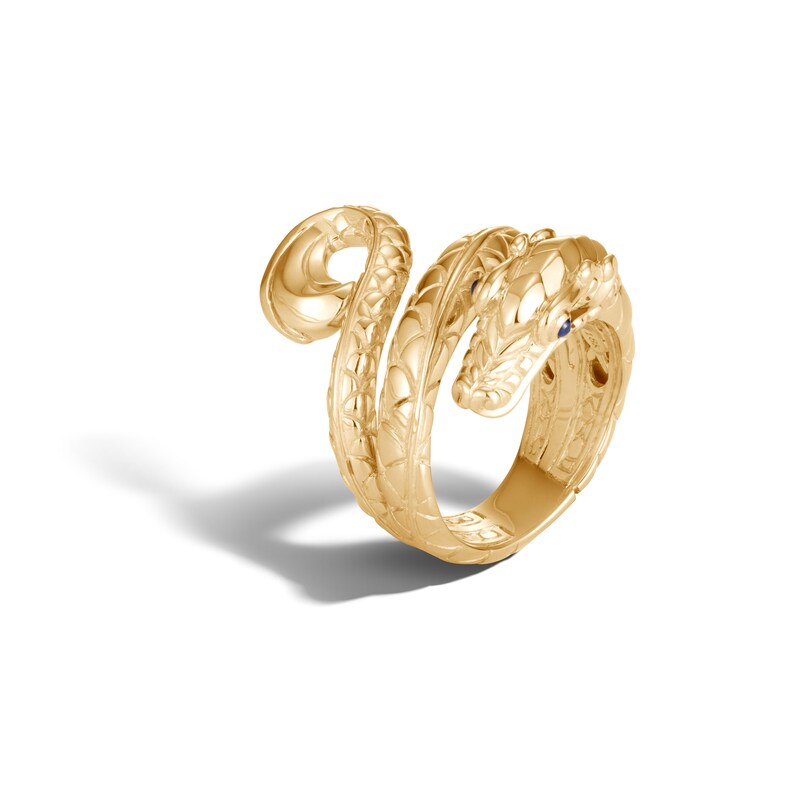John Hardy Legends Ring Natural Blue Sapphire 18K Yellow Gold