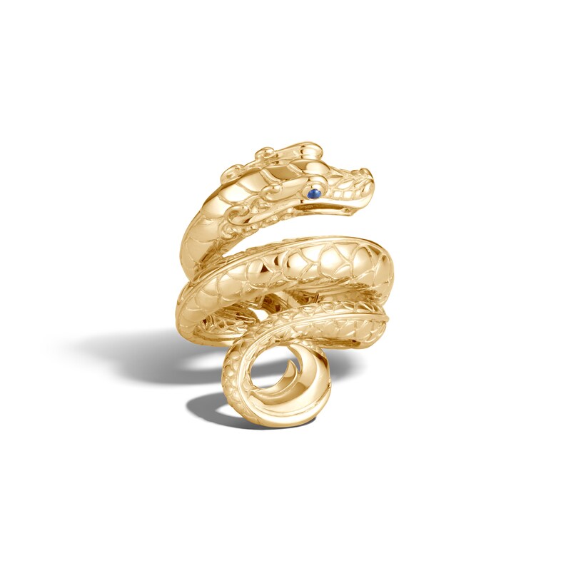 John Hardy Legends Ring Natural Blue Sapphire 18K Yellow Gold