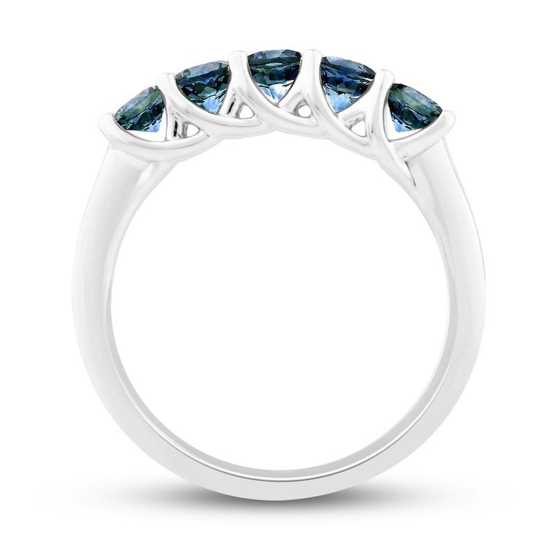 Montana Blue Round-Cut Natural Sapphire 5-Stone Ring 10K White Gold