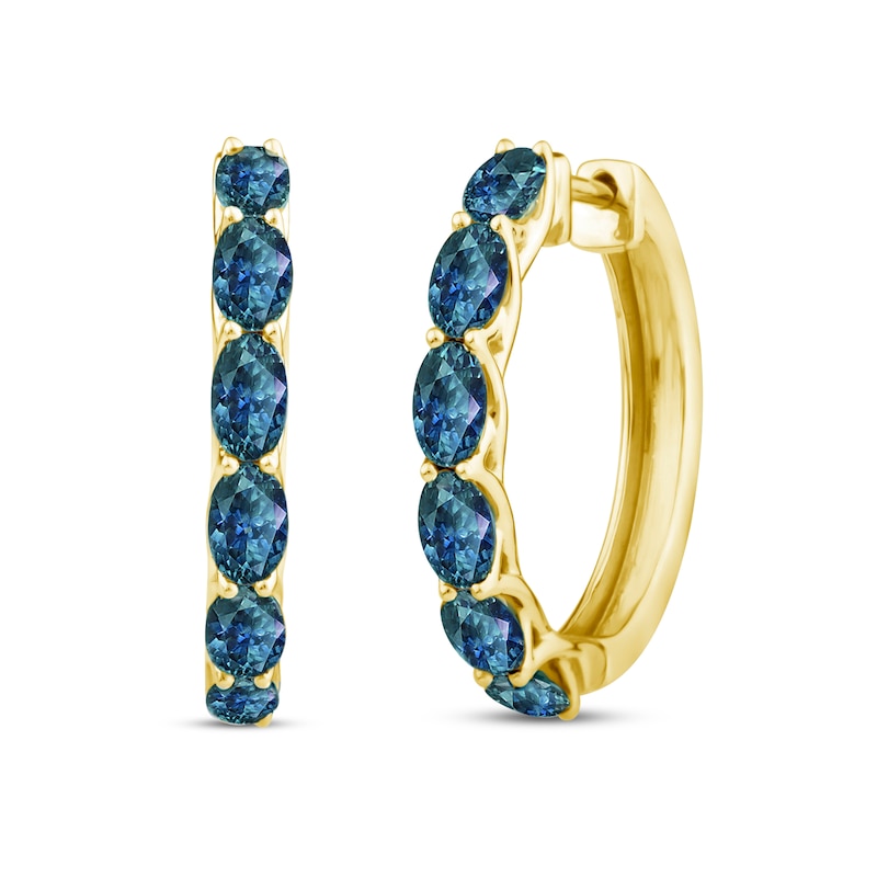 Main Image 1 of Montana Blue Natural Sapphire Hoop Earrings 10K Yellow Gold