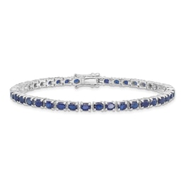 Natural Blue Sapphire Tennis Bracelet Sterling Silver