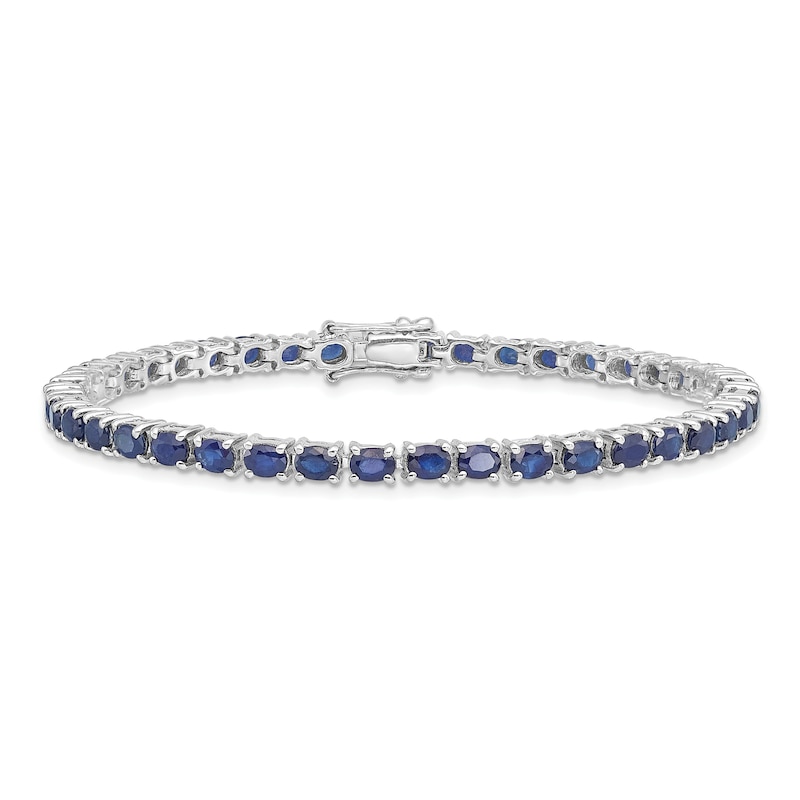 Main Image 1 of Natural Blue Sapphire Tennis Bracelet Sterling Silver