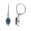 Thumbnail Image 1 of Natural Blue Sapphire Dangle Earrings 1/3 ct tw Diamonds 10K White Gold