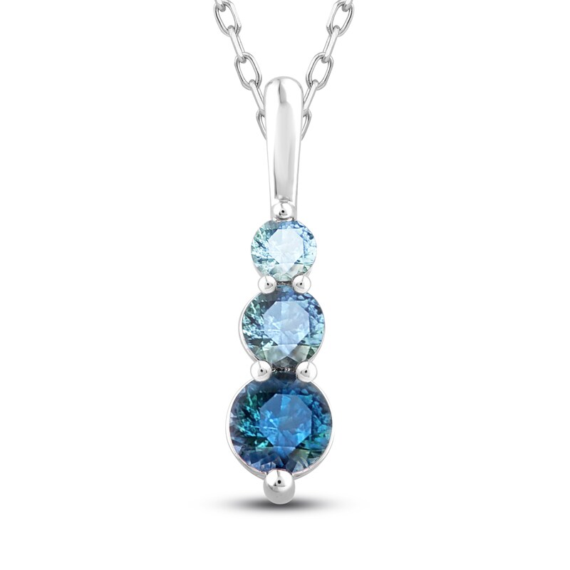 Main Image 1 of Montana Blue Natural Sapphire Pendant Necklace 10K White Gold