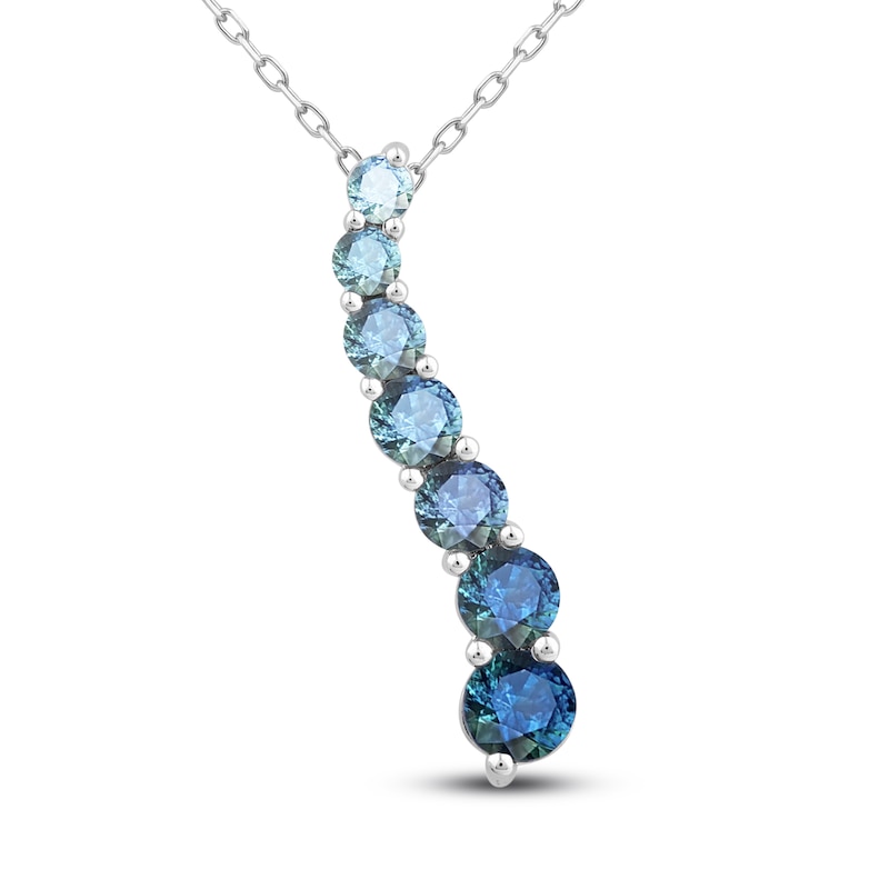 Main Image 1 of Montana Blue Natural Sapphire Pendant Necklace 10K White Gold