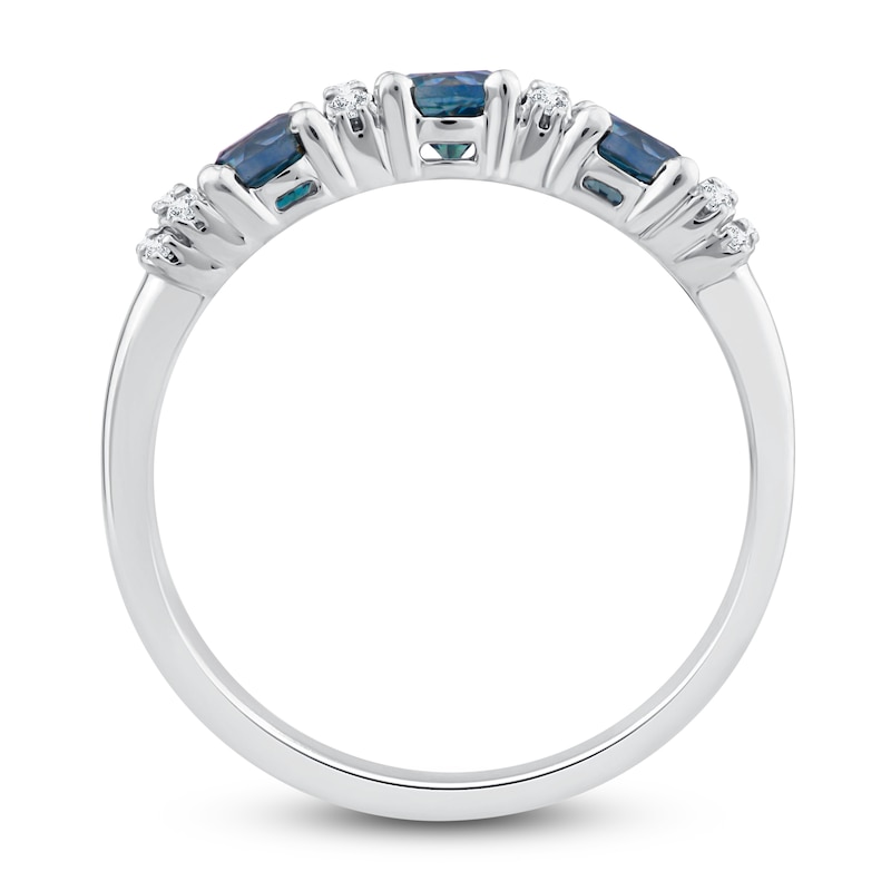 Main Image 2 of Montana Blue Round-Cut Natural Sapphire Ring 1/10 ct tw Diamonds 10K White Gold
