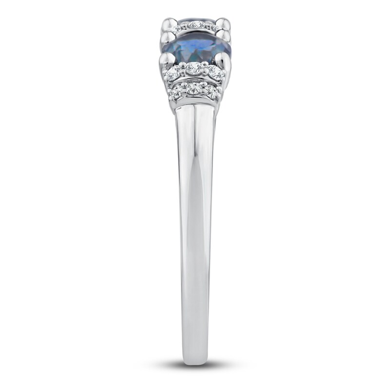 Main Image 3 of Montana Blue Round-Cut Natural Sapphire Ring 1/10 ct tw Diamonds 10K White Gold