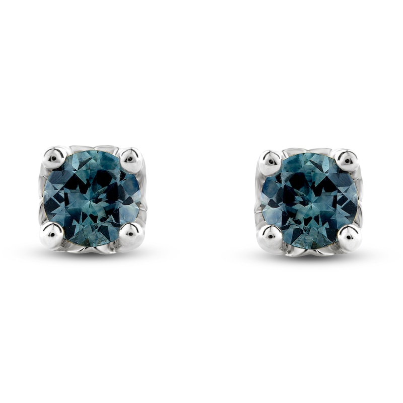 Main Image 1 of Montana Blue Round-Cut Natural Sapphire Earrings 10K White Gold