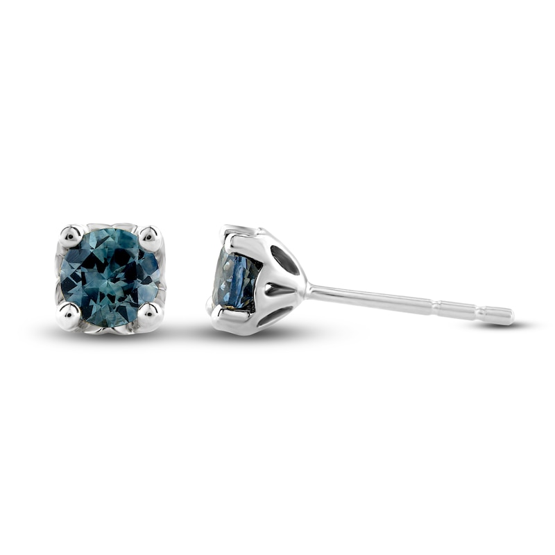 Main Image 2 of Montana Blue Round-Cut Natural Sapphire Earrings 10K White Gold