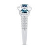 Thumbnail Image 3 of Montana Blue Round-Cut Natural Sapphire 3-Stone Ring 3/8 ct tw Diamonds 10K White Gold