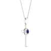 Thumbnail Image 1 of Natural Blue Sapphire Cross Necklace 1/20 ct tw Diamonds 10K White Gold
