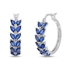 Thumbnail Image 0 of Ceylon Lab-Created Sapphire Earrings 1/15 ct tw Diamonds 14K White Gold
