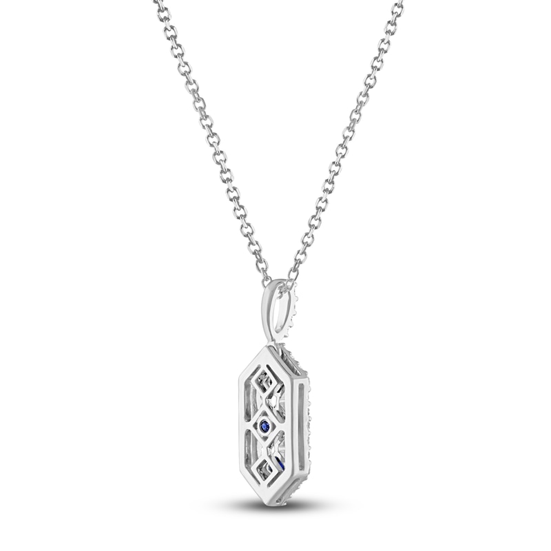 Vera Wang WISH Diamond & Natural Blue Sapphire Necklace 1/6 ct tw Round 10K White Gold