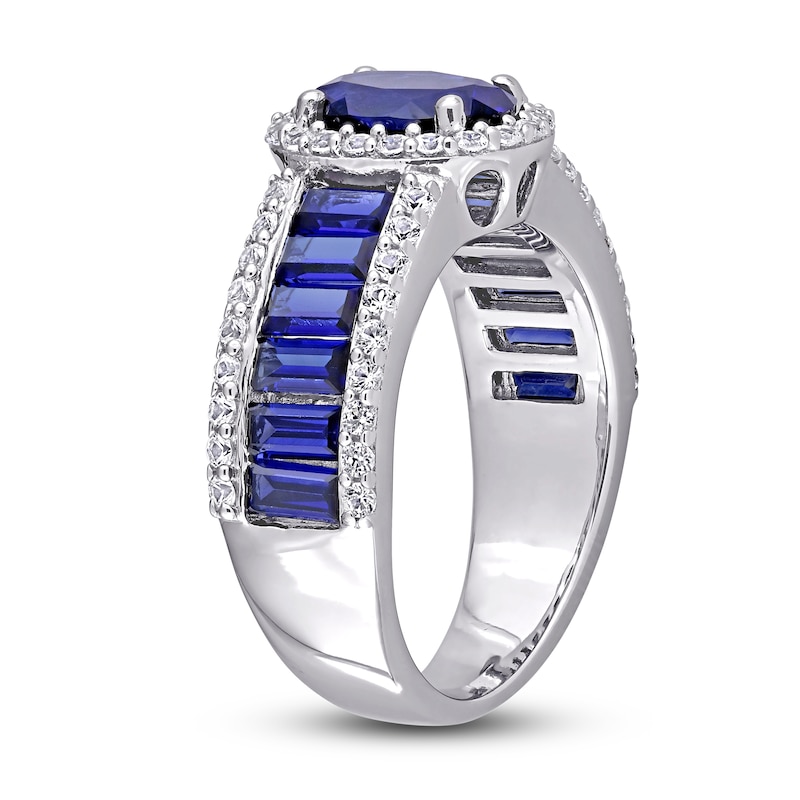 Blue & White Lab-Created Sapphire Ring Sterling Silver