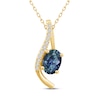 Thumbnail Image 1 of Montana Blue Oval-Cut Natural Sapphire Pendant Necklace 1/15 ct tw Round Diamonds 10K Yellow Gold 18"