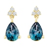 Thumbnail Image 0 of Montana Blue Pear-Shaped Natural Sapphire Dangle Earrings 1/15 ct tw Round Diamonds 10K Yellow Gold