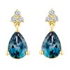 Thumbnail Image 1 of Montana Blue Pear-Shaped Natural Sapphire Dangle Earrings 1/15 ct tw Round Diamonds 10K Yellow Gold