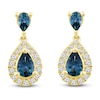 Thumbnail Image 1 of Montana Blue Pear-Shaped Natural Sapphire Earrings 1/5 ct tw Round Diamonds 10K Yellow Gold