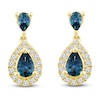 Thumbnail Image 0 of Montana Blue Pear-Shaped Natural Sapphire Earrings 1/5 ct tw Round Diamonds 10K Yellow Gold