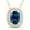 Thumbnail Image 1 of Montana Blue Cushion-Cut Natural Sapphire Pendant Necklace 1/6 ct tw Round Diamonds 10K Yellow Gold 18"