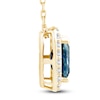 Thumbnail Image 2 of Montana Blue Cushion-Cut Natural Sapphire Pendant Necklace 1/6 ct tw Round Diamonds 10K Yellow Gold 18"