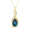 Thumbnail Image 0 of Montana Blue Pear-Shaped Natural Sapphire Pendant Necklace 1/20 ct tw Round Diamonds 10K Yellow Gold 18"