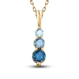 Montana Blue Natural Sapphire Pendant Necklace 10K Yellow Gold
