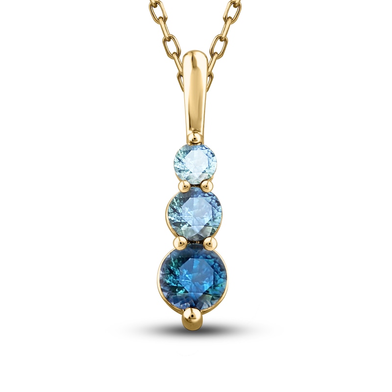Main Image 1 of Montana Blue Round-Cut Natural Sapphire Pendant Necklace 10K Yellow Gold 18"