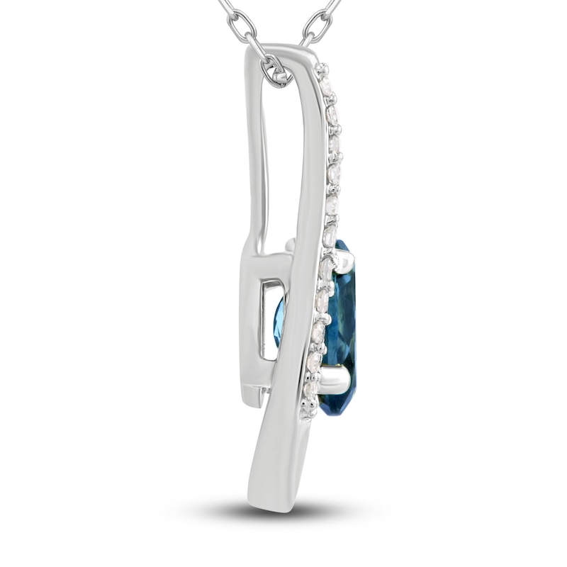 Main Image 2 of Montana Blue Natural Sapphire Pendant Necklace 1/15 ct tw Diamonds 10K White Gold