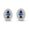 Thumbnail Image 0 of Montana Blue Oval-Cut Natural Sapphire Stud Earrings 1/20 ct tw Round Diamonds 10K White Gold