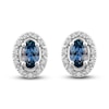 Thumbnail Image 1 of Montana Blue Oval-Cut Natural Sapphire Stud Earrings 1/20 ct tw Round Diamonds 10K White Gold