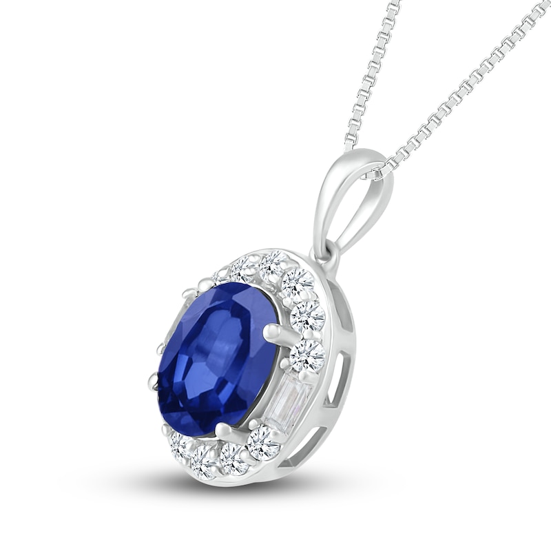 Main Image 2 of Lab-Created Sapphire Necklace Sterling Silver