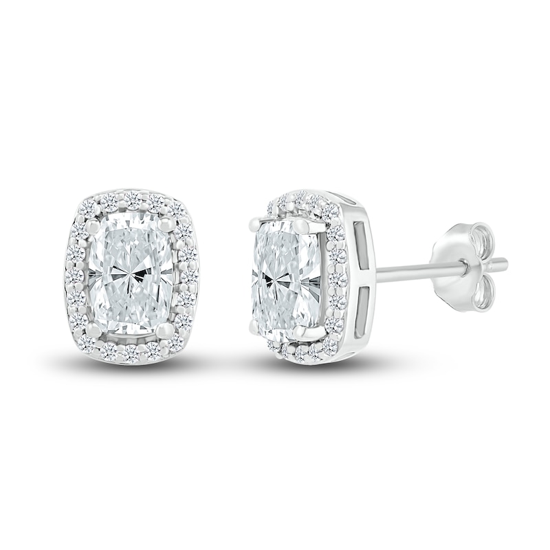 Main Image 1 of Lab-Created Sapphire Stud Earrings Sterling Silver