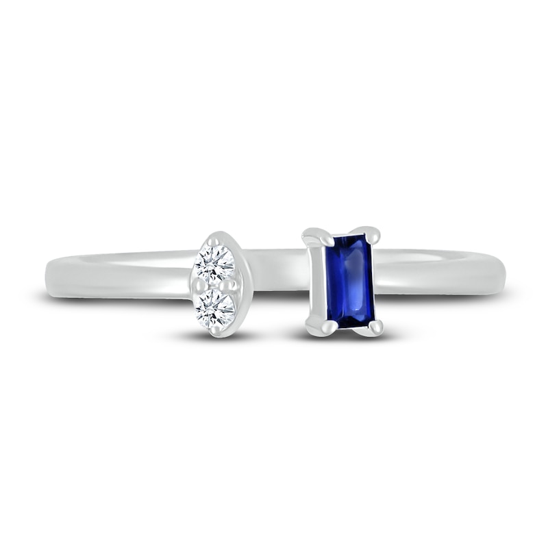 Main Image 2 of Lab-Created Sapphire Ring Sterling Silver