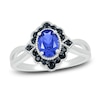 Thumbnail Image 0 of Lab-Created Sapphire & Natural Black Spinel Ring Sterling Silver