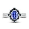Thumbnail Image 1 of Lab-Created Sapphire & Natural Black Spinel Ring Sterling Silver