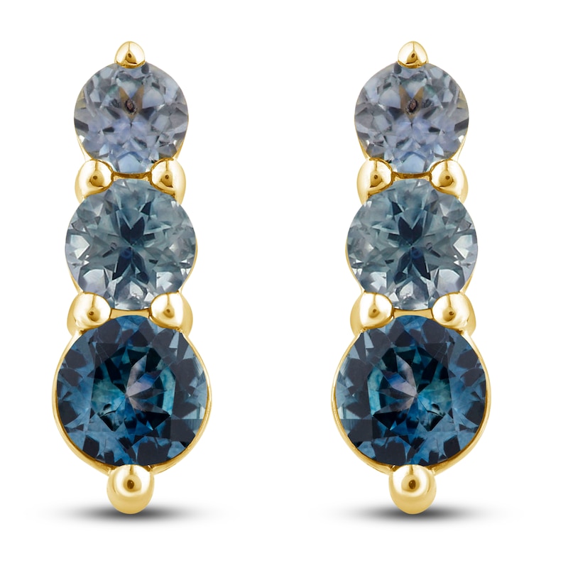 Main Image 1 of Montana Blue Natural Sapphire Ombre Earrings 10K Yellow Gold