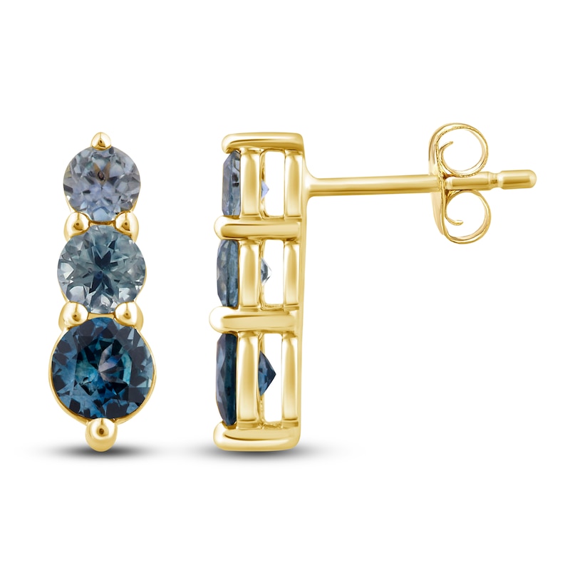 Montana Blue Natural Sapphire Ombre Earrings 10K Yellow Gold