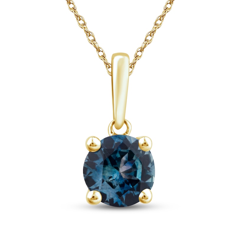 Montana Blue Round-Cut Natural Sapphire Ombre Pendant Necklace 10K Yellow Gold 18"