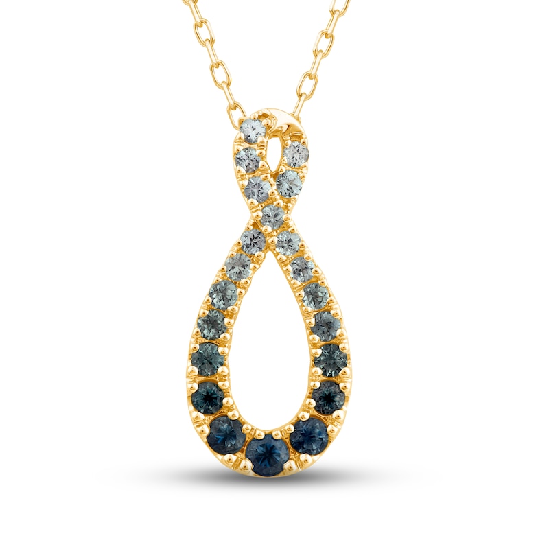 Main Image 1 of Montana Blue Round-Cut Natural Sapphire Ombre Pendant Necklace 10K Yellow Gold 18"