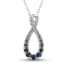 Thumbnail Image 1 of Montana Blue Round-Cut Natural Sapphire Ombre Pendant Necklace 10K White Gold 18"