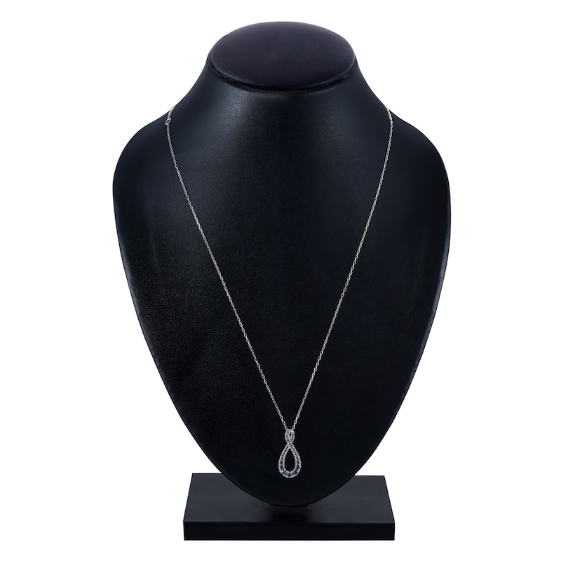 Main Image 2 of Montana Blue Round-Cut Natural Sapphire Ombre Pendant Necklace 10K White Gold 18"