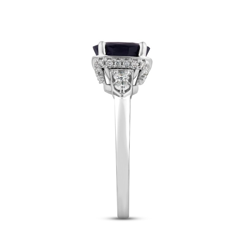 Main Image 3 of Natural Blue Sapphire Ring 1/3 ct tw Diamonds 14K White Gold
