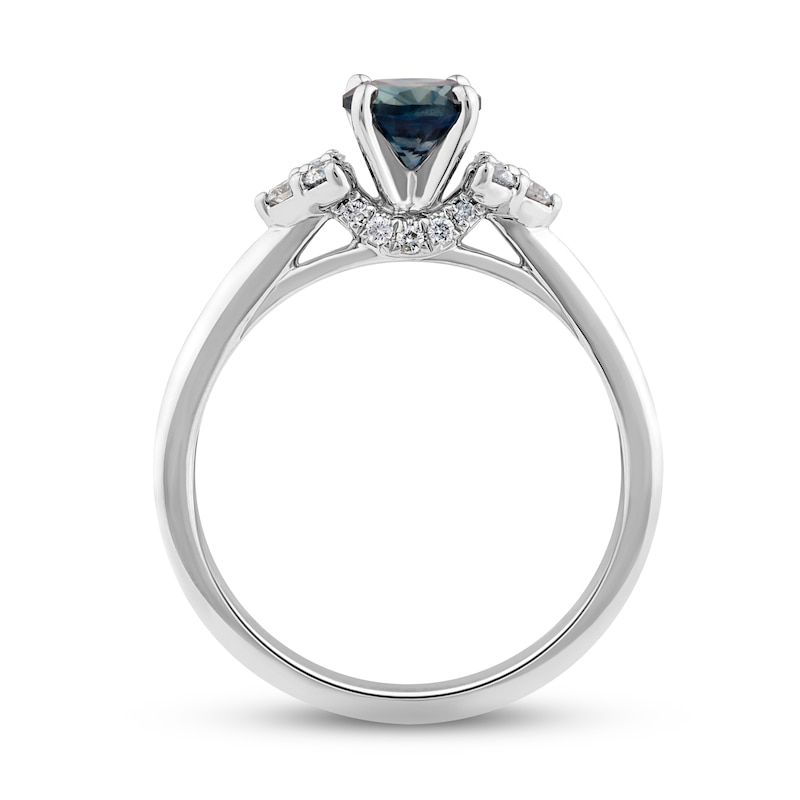 Main Image 2 of Montana Blue Natural Sapphire Ring 1/5 ct tw Diamonds 10K White Gold