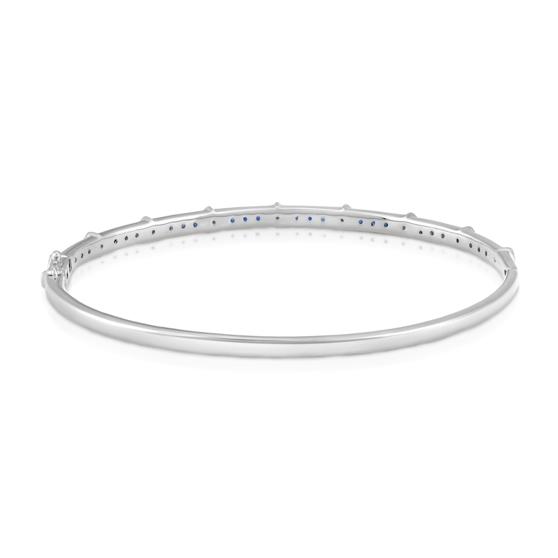 Main Image 2 of Natural Blue Sapphire  Bangle Bracelet 1/5 ct tw Diamonds 14K White Gold