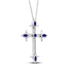 Thumbnail Image 2 of Natural Blue Sapphire Cross Pendant Necklace 1/10 ct tw Diamonds 14K White Gold