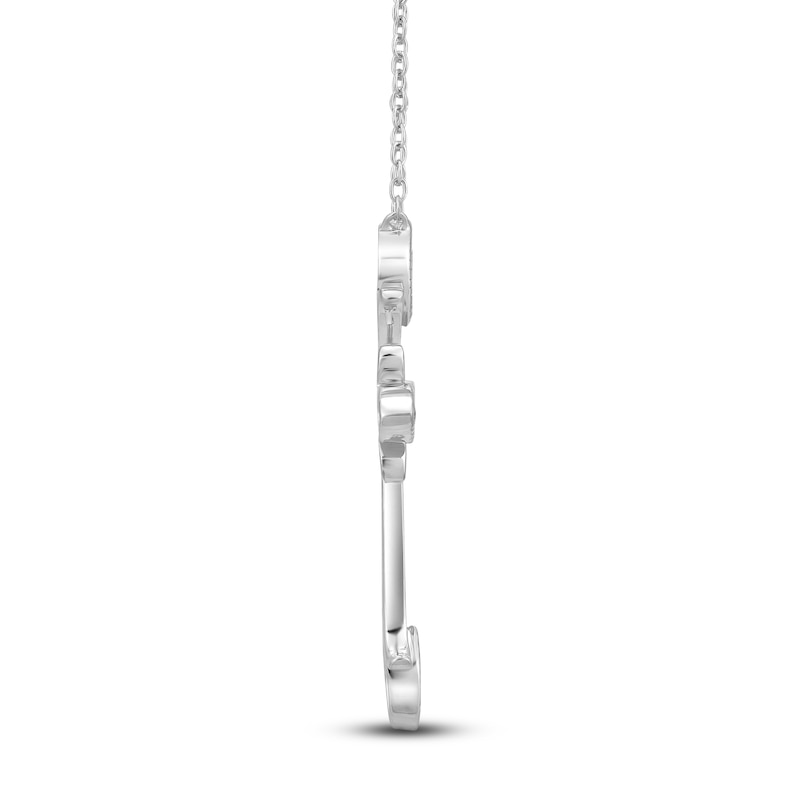 Main Image 3 of Natural Blue Sapphire Cross Pendant Necklace 1/10 ct tw Diamonds 14K White Gold